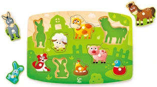 Medinė dėlionė Hape Farmyard Peg E1408A kaina