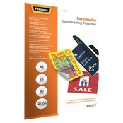 Laminavimo plėvelė Fellowes Laminating Pouches Easy Display, 80 μm, 25 vnt. kaina