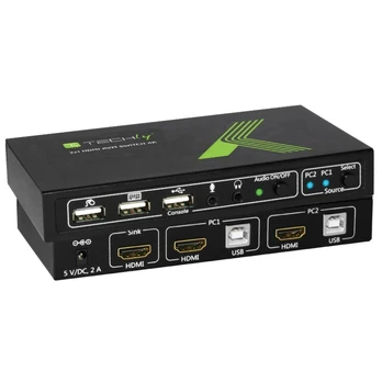 TECHLY 028696 Techly 2 prievadų HDMI/USB KVM jungiklis 2x1 su garsu