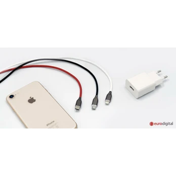 Silikoninis kabelis USB- Lightning, 2m (baltas)