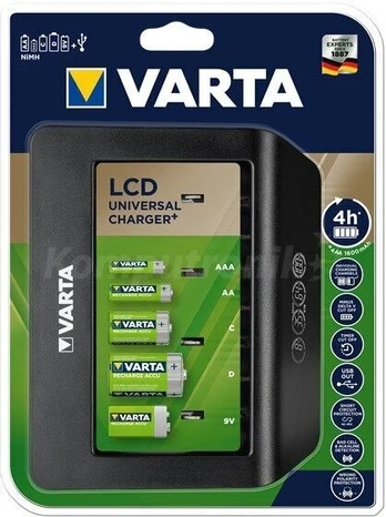 Varta AAA/AA/C/D/9V elementų kroviklis LCD Universal Charger Plus 57688