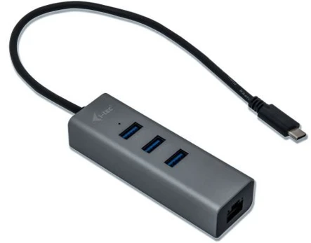 I-tec USB-C metalinis 3 prievadų HUB su Gigabit Ethernet adapteriu