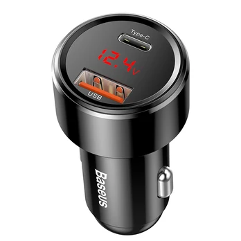 Įkroviklis automobilinis Baseus (CCMLC20C-01) (1xUSB 1xUSB-C 45W) juodas