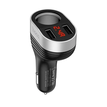 Dėklas HOCO car charger double USB port 3,1A with cigarette lighter Z29