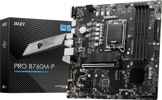 MSI pagrindinė plokštė PRO B760M-P s1700 4DDR5 DP/HDMI 2M.2 mATX