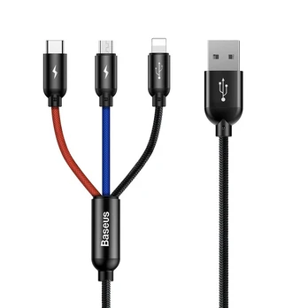 Kabelis Baseus USB2.0 A kištukas ir 3 kištukai (USB C, micro USB, lightning)