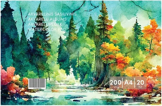 Smlt Akvarelės sąsiuvinis , A4, 20 lapų, 200 g/m²
