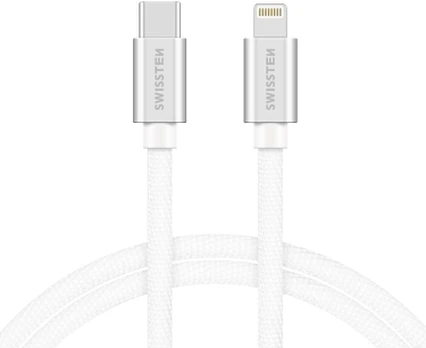 Swissten Textile Universal Quick Charge 3.1 USB-C to Lightning duomenų perdavimo ir krovimo laidas, 1.2m