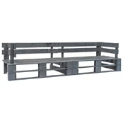 Dvivietė sodo sofa iš palečių, pilkos spalvos, mediena kaina