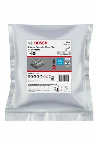 Fibro šlifavimo diskas BOSCH X-Lock Prisma Ceramic R781 P80, 25vnt.