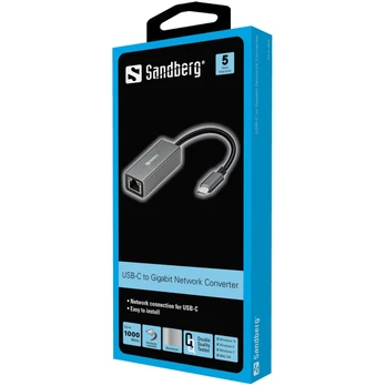 Sandberg 136-04 USB-C Gigabit Network Adapteris