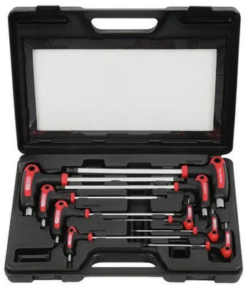 T- formos raktų komplektas, šešiakampiai HEX 2-12 mm, 9 vnt, KS Tools