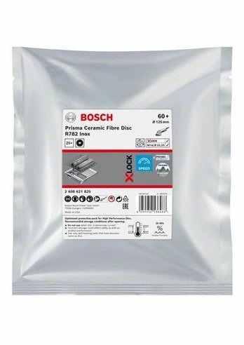 Fibro šlifavimo diskas BOSCH X-Lock Prisma Ceramic R782 P60, 25vnt.