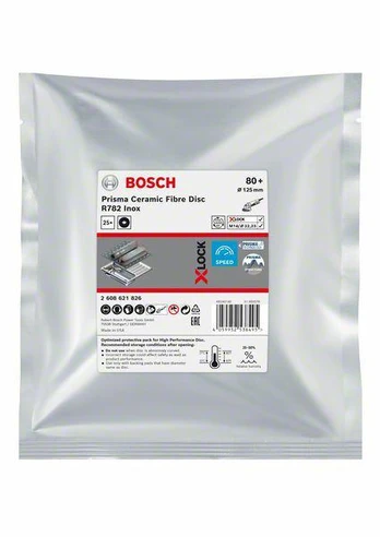 Fibro šlifavimo diskas BOSCH X-Lock Prisma Ceramic R782 P80, 25vnt.