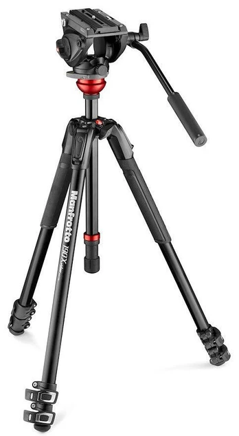 Stovas Manfrotto 500 Fluid Video Head Flat Base With 190X Video Alu Tripod