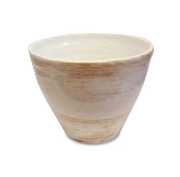 Vazonas 10010004, keramika, Ø 26.5 cm, baltas/smėlio ruda