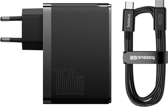 Wall charger Baseus GaN5 Pro 2xUSB-C + USB, 160W (black)