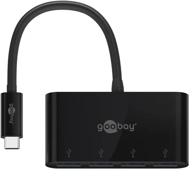 USB šakotuvas Goobay 4-Port USB-C Multiport Adapter 61073 Black, USB-A, TypeC
