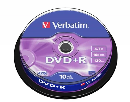 Verbatim DVD+R Matt Silver 4.7GB 16x 10pcs spindle | 43498