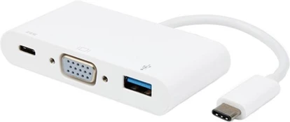 Vivanco adapter USB-C - VGA 3in1, white (34294) kaina