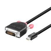 CABLE MINI DP TO DVI 2M/BLACK 41952 LINDY kaina