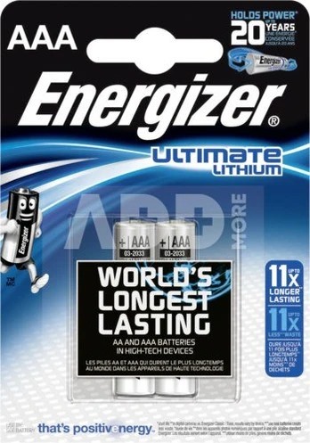 Elementai ENERGIZER Ultimate Lithium L92 AAA BL2 ličio