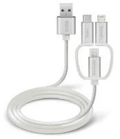 Laidas SBS 3in1, USB Type C/Micro USB/USB 2.0 Type A/Apple Lightning, balta kaina