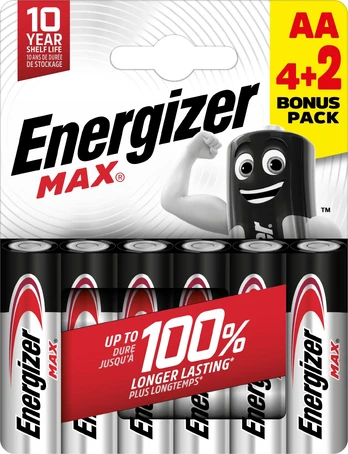 Elementai ENERGIZER Max , AA, LR06, 4 + 2 vnt