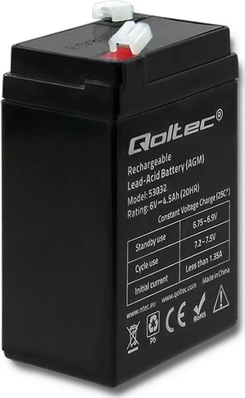 QOLTEC 53032 Baterija AGM 6V 4.5Ah max. 1.35A