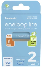 Panasonic Rechargeable Batteries ENELOOP Lite BK-3LCCE/2BE AA, 950 mAh, 2 pc(s) kaina