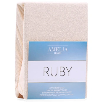 Frotinė paklodė su guma Ameliahome RUBY Dark Beige, 90x200 cm