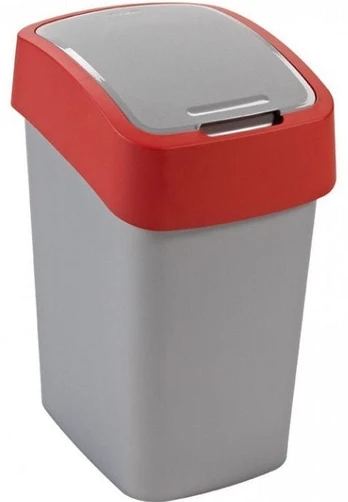 Šiukšliadėžė Curver FlipBin, sidabro/raudona, 25 l