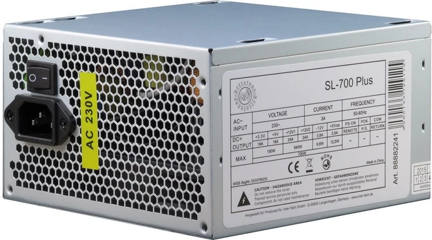 Inter-Tech SL-700 Plus, 700 W, 230 V, 50 - 60 Hz, 3 A, Active, 150 W