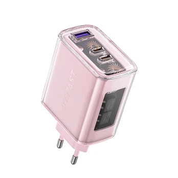 Sieninis įkroviklis "Acefast A45", 2x USB-C, 1xUSB-A, 65W PD (pilkas)