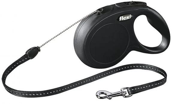 Automatinis pavadėlis Flexi New Classic Cord, juodas, S 8m