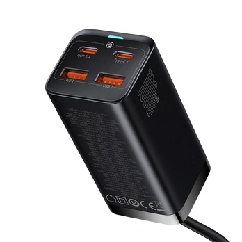 "Baseus GaN3 Pro" sieninis įkroviklis 2xUSB-C + 2xUSB, 100W (juodas)