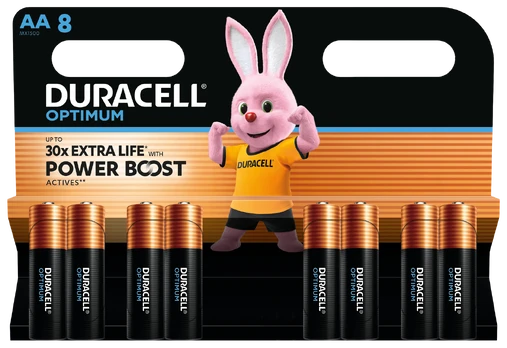 Elementai DURACELL OPTIMUM EXTRA LIFE, AA, 8 vnt
