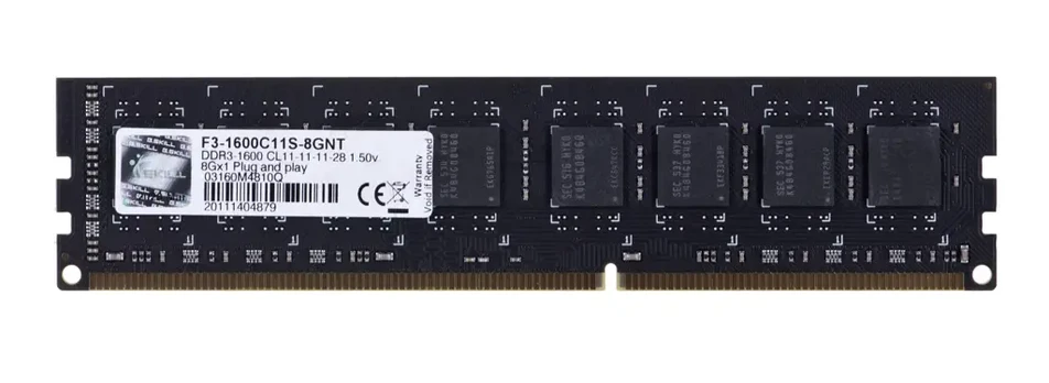 G.Skill 8 GB, DDR3, 1600 MHz, PC/server, Registered No, ECC No