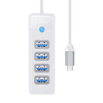 "Orico" šakotuvo adapteris USB-C - 4x USB 3.0, 5 Gb/s, 0,15 m (baltas)