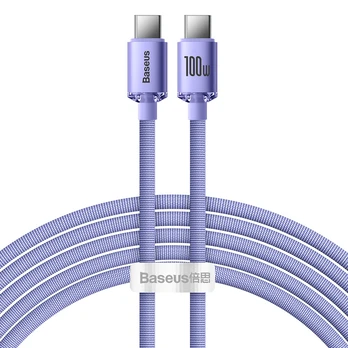 "Baseus Crystal Shine" kabelis USB-C į USB-C, 100 W, 2 m (violetinis)