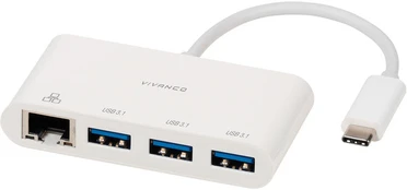 Vivanco adapteris USB-C – LAN + šakotuvas 3 prievadų (45388)