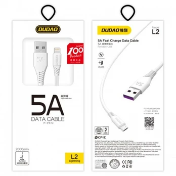 USB laidas "Lightning" Dudao L2L 5A, 2 m (baltas)