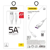 USB ir USB-C kabelis Dudao L2T 5A, 2 m (baltas) kaina