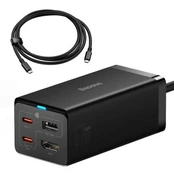 "Baseus GaN5 Pro" sieninis įkroviklis 2xUSB-C + USB + HDMI, 67 W (juodas)