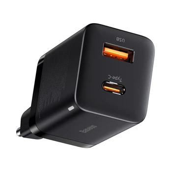 "Baseus Super Si Pro" greitasis įkroviklis USB + USB-C 30W (juodas)