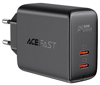 Sieninis įkroviklis Acefast A9, 2x USB-C, PD 40W (czarna)