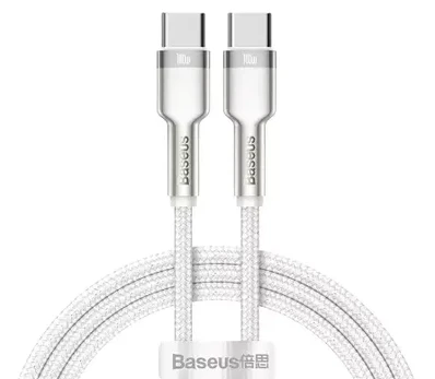 Kabelis USB-C į USB-C "Baseus Cafule", 100 W, 2 m (baltas)