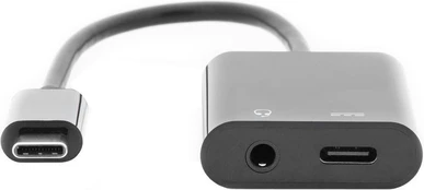 Adapteris Digitus Type-C To Type-C USB Type-C, 3.5 mm, juoda