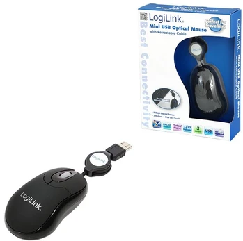 LogiLink Mini USB pelė su ištraukiamu kabeliu
