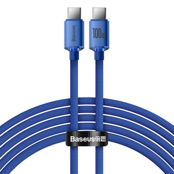 "Baseus Crystal Shine" kabelis USB-C į USB-C, 100 W, 2 m (mėlynas)
